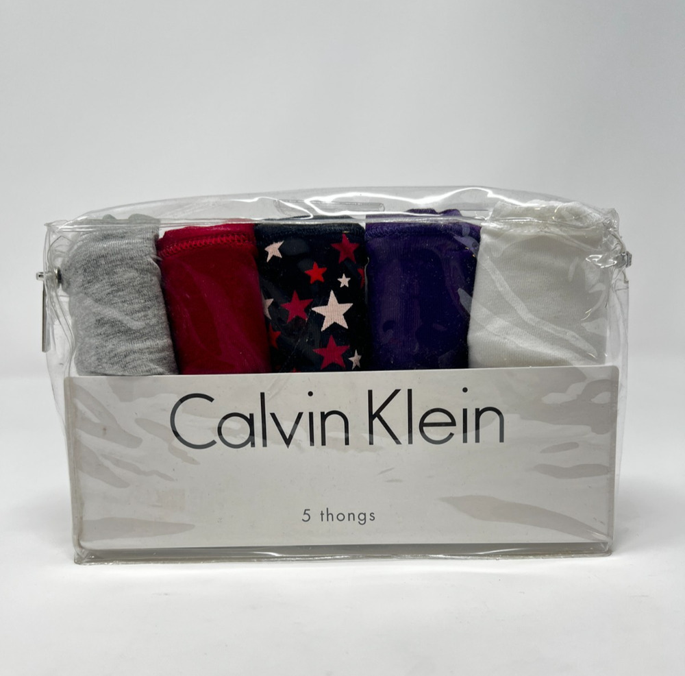 NWT Calvin Klein Women's 5 Pk Cotton Thongs Size M Assorted Colors QD3746